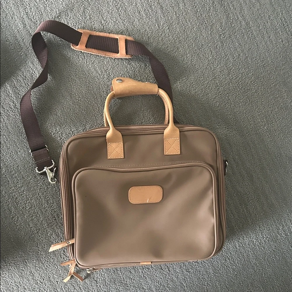 Jon Hart Design Brown Laptop Briefcase with Tan Accents - Picture 1 of 8